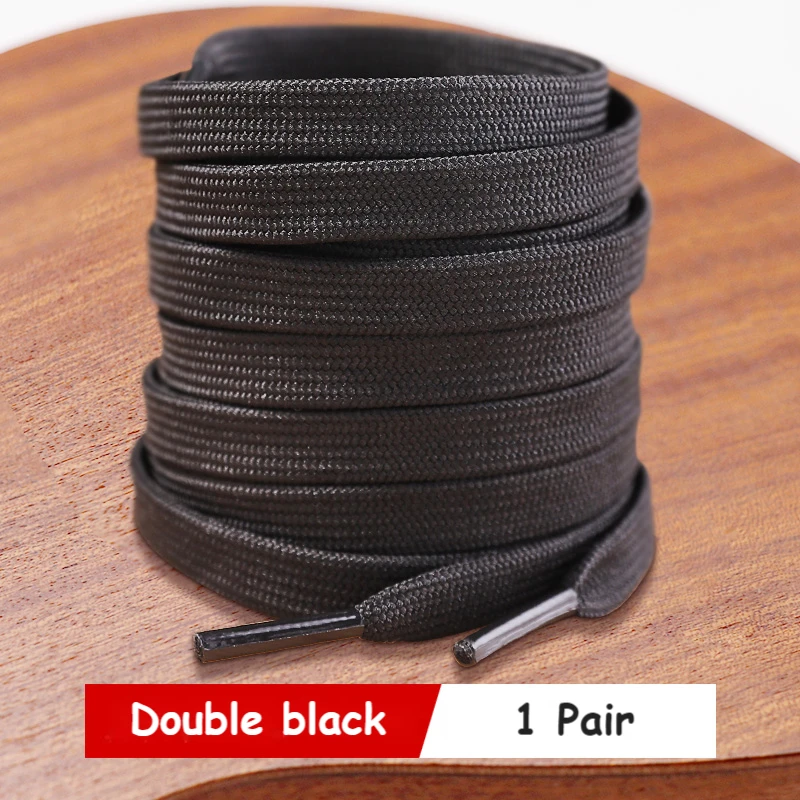 Classic White & Black Flat Shoelaces for Sneakers, High-Quality