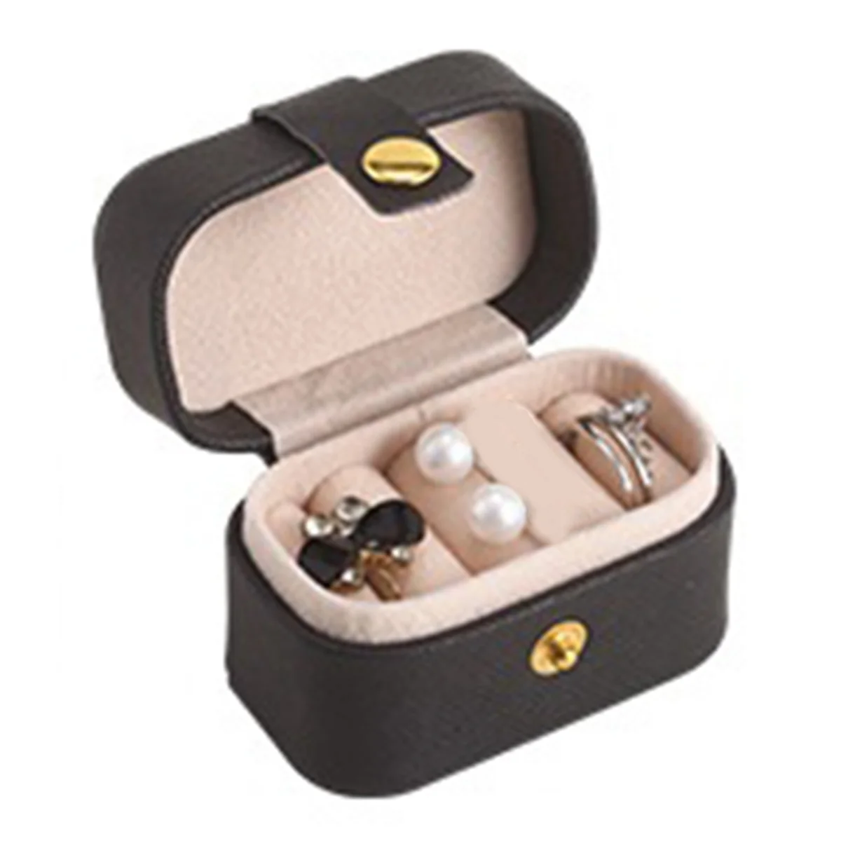 Mini Jewelry Travel Case, Portable Storage Case Display Storage Box for Girls Womens Rings Earrings Necklaces Black