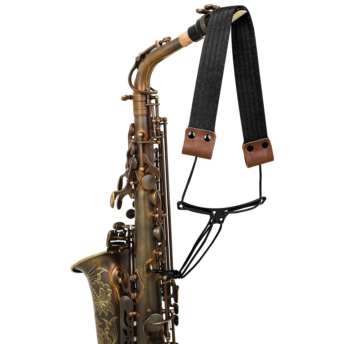 SLADE Saxophon-Umhängeband, Saxophon-Umhängeband aus Rindsleder, robust und langlebig, geeignet für Performance-Kleidung, Saxophon-Holzbläser-Teile – Detail 8