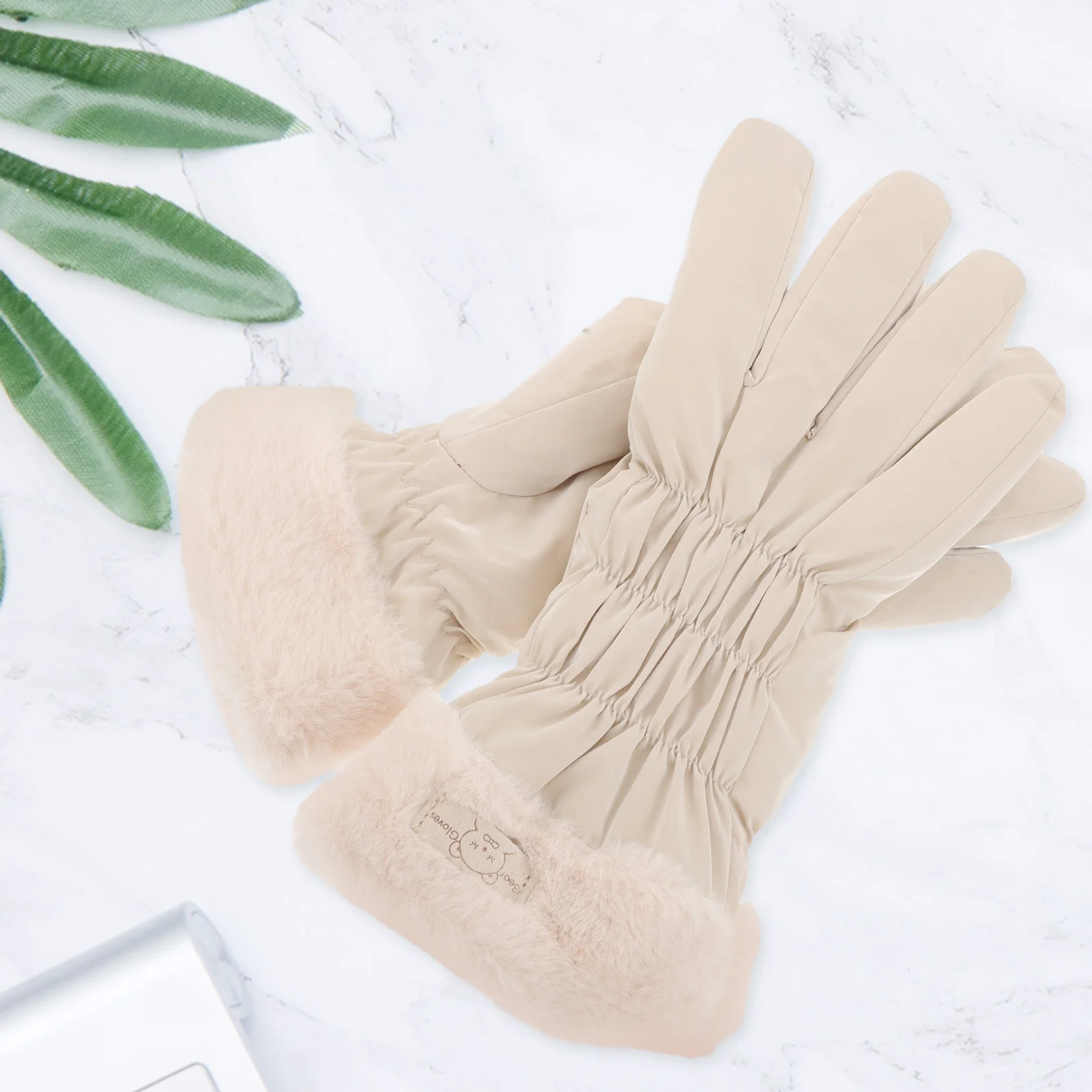 Women's Thermal Gloves Folk Tuner Washable Girl Touchscreen Waterproof Motorcycle Ladies Skin-feel Fabric Texting Child