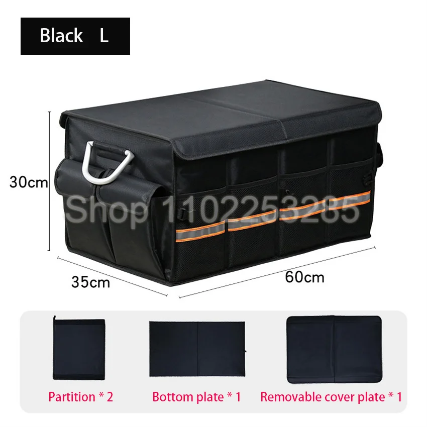 100L 66L Car Trunk Organizer Foldable Heavy Duty Durable Sturdy Collapsible Reflective Strip Storage Box For Sedan SUV Truck