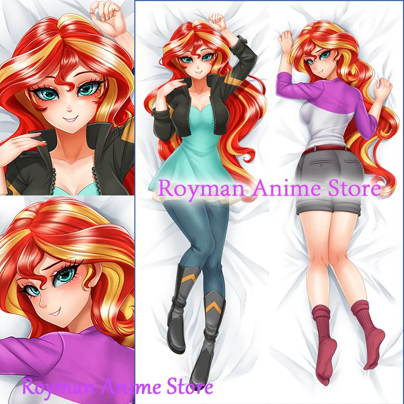 2WAY/WT 60*180cm Dakimakura Anime Shim Sunset Shimmer MLP Berbulu Dua Sisi Cetak Penutup Bantal Tubuh Ukuran Hidup