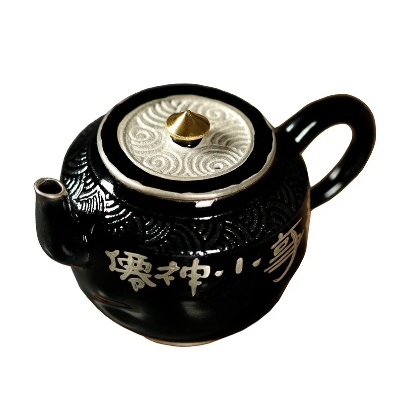 Mu Yan's Creative Handmade Ceramic Teapot, He Ni Youpu Small Pot, Wabi-Sabi Style Kung Fu Tea Set, Original Ore Single Pot