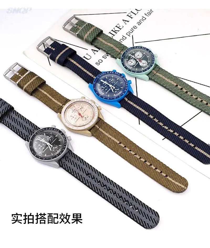 المنسوجة النايلون حزام 20mm الرياضة الإفراج السريع الرجال النساء الفولاذ المقاوم للصدأ دبوس مشبك حزام (استيك) ساعة مقاوم للماء قماش سوار المعصم