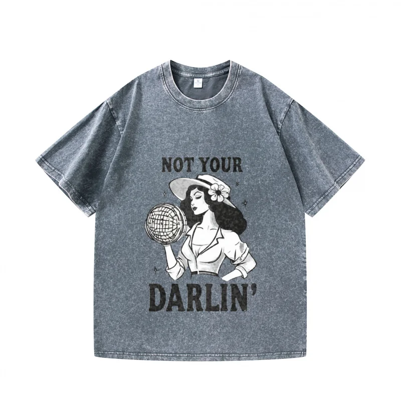 تي شيرت رجالي رمادي Not Your Darlin' مطبوع عليه رسومات تي شيرت كاجوال للارتداء اليومي على طراز الشارع