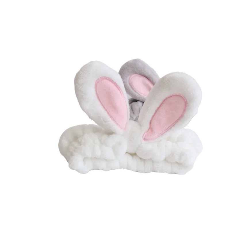 Facial Mask Hair Band Cute Rabbit Cartoon Animal Coral Fleece Baby Bands Girl Women Hair Bands Wash Face Hair Band 01