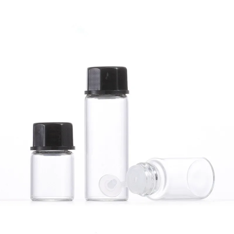 100pcs 1ml 2ml 3ml 5ml Empty Dram Transparent Glass Essential Oil Bottle Thin Glass Small Perfume Oil Vials Sample Test Bottles