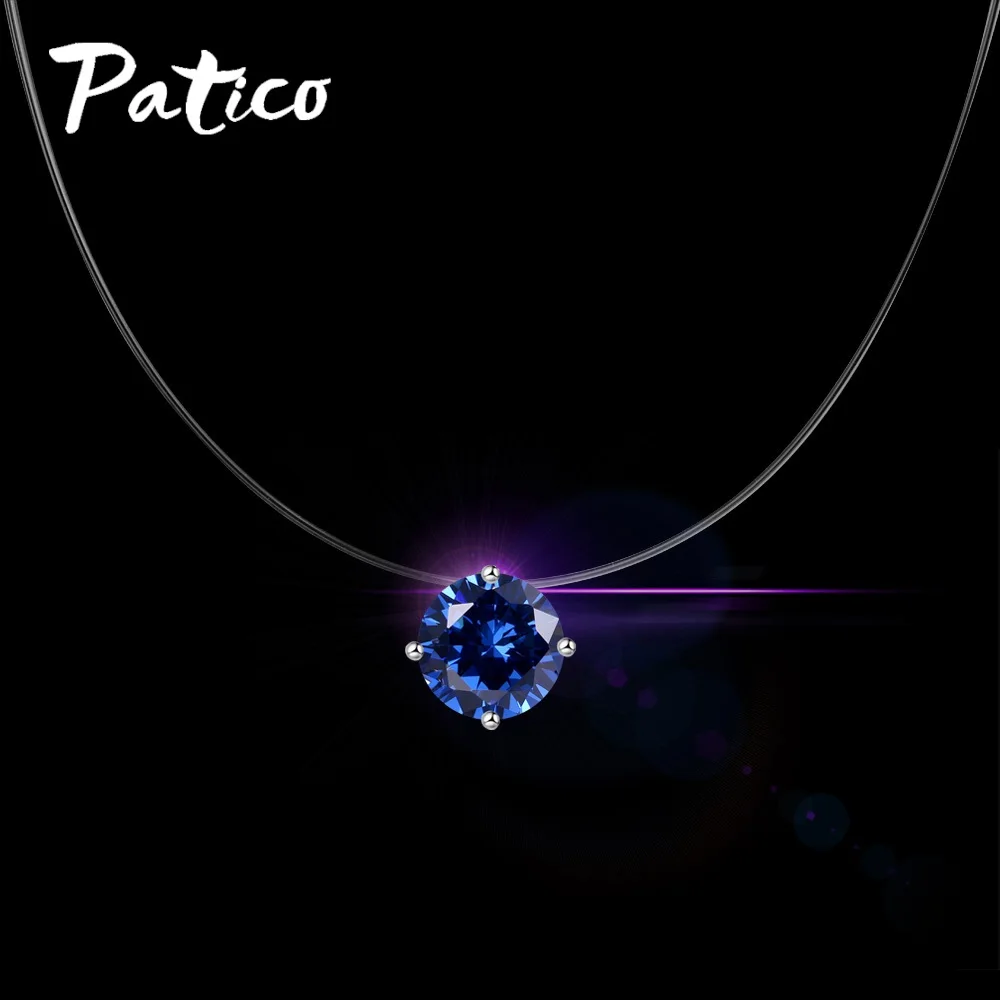 Fashion Jewelry Top Quality Transparent Fishing Line Chain Link Zircon CZ Choker Necklace Gift for Women