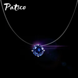 Fashion Jewelry Top Quality Transparent Fishing Line Chain Link Zircon CZ Choker Necklace Gift for Women