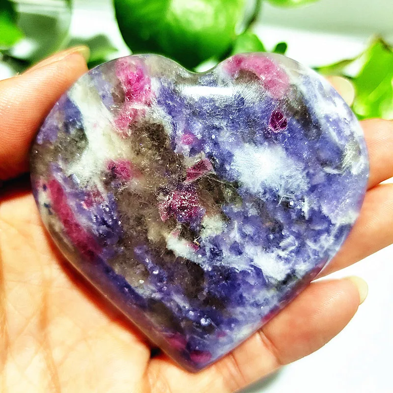 Natural Stone Plum Tourmaline And Purple Cloud Mother Piece Symbiotic Ore Hea Chakra Spiritual Decor Witchcraft Healing Crystals