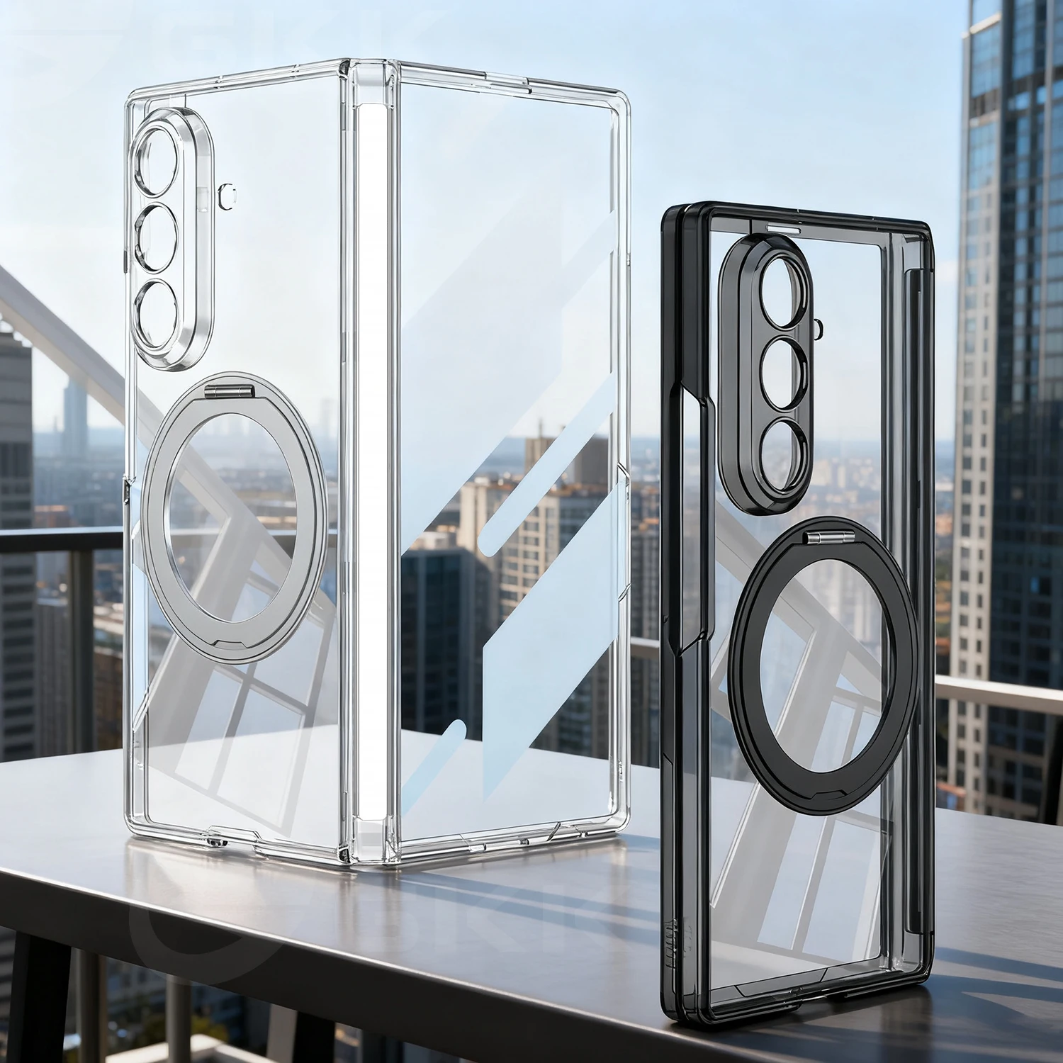 Image of Magnetischer Scharnier-Ringhalter für Samsung Galaxy Z Fold 8 Ultra, kompatibel mit MagSafe-Ladung, Displayschutzfolie für Galaxy Z Fold 7 Hülle