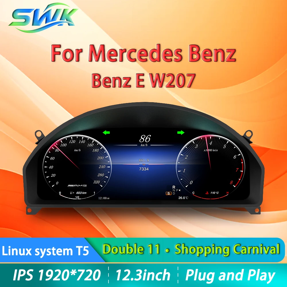 ل Painel LCD الفقرة كارو مرسيدس بنز فئة e w207 a207 أداة دي العنقودية لوحة رقمية LCD دي 12.3 بوصة نظام لينكس