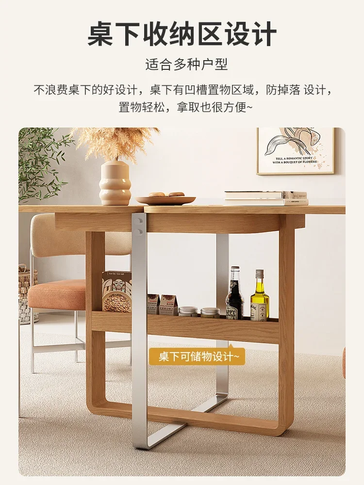 Simple Home Wooden Japanese Style Folding Dining Table and Chair Combination Nordic Modern Style Multifunctional Dining Table