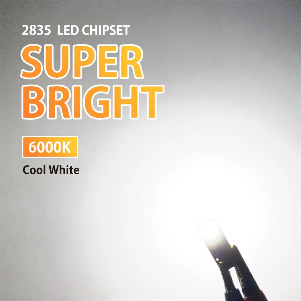 10 sztuk AUXITO Canbus W5W T10 żarówki ledowe 168 194 LED do czytania wnętrza samochodu kopuła światło bagażnika lampa parkingowa 2835smd 12V 6000K — zdjęcie 3