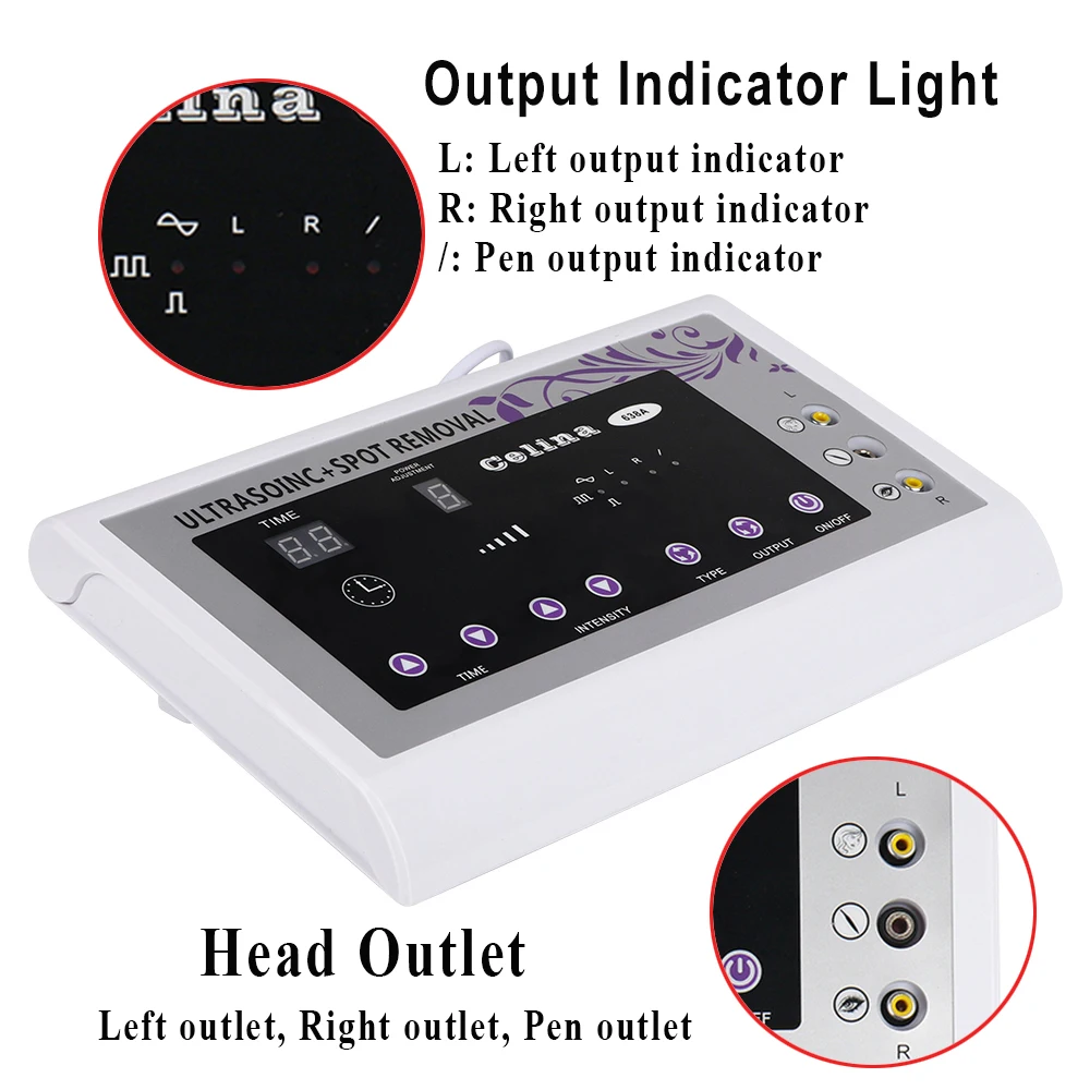 3 In 1 Ultrasound Machine Ultrasonic Facial Massager Anti Aging Mole Removal Skin Deep Cleaning Beauty Device