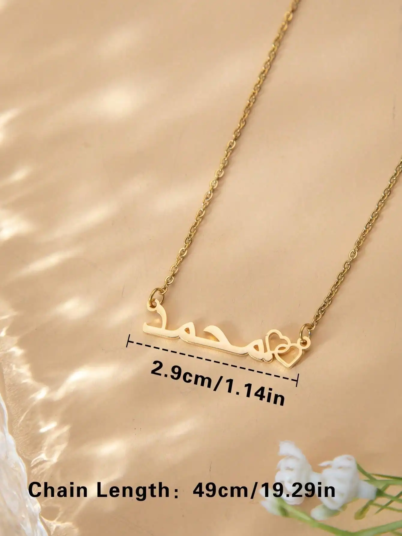 1 Pcl Custom Simple Stainless Steel Heart Shape Arabic Name Pendant Necklace for Ladies Date, Holiday Gifts, Daily Wear