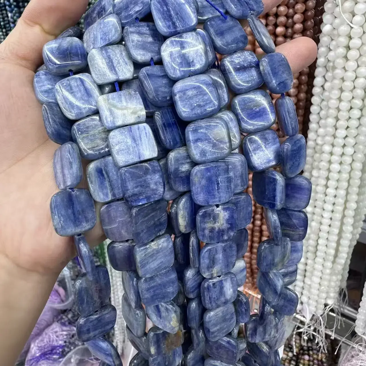 

Wholesale AAA Natural Blue Kyanite Gemstone Square Shape About16x16mm Beads Making DIY Bracelet Necklace for Jewelry Accessories