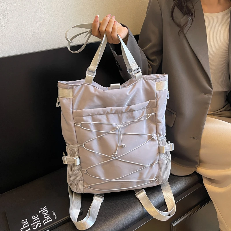 Large Capacity Super Cool Nylon Shoulder and Crossbody Tote Bags 2024 Casual Solid Zipper Simple Versatile Backpacks for Women