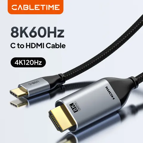 CABLETIME USB C to HDMI Cable 8K 60Hz HDR 4K 144Hz Advanced Chip Support HDCP 2.3 3D Effect Ultra HD for Laptop HDMI Adapter