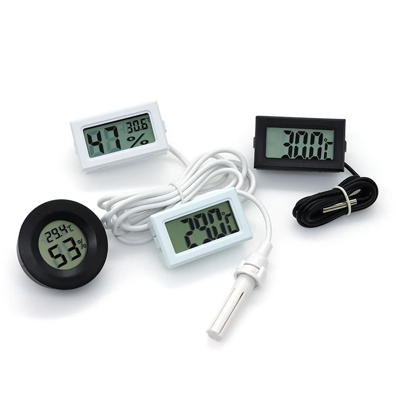 Micro LCD digital thermometer hygrometer indoor convenience temperature sensor hygrometer instrument with cable