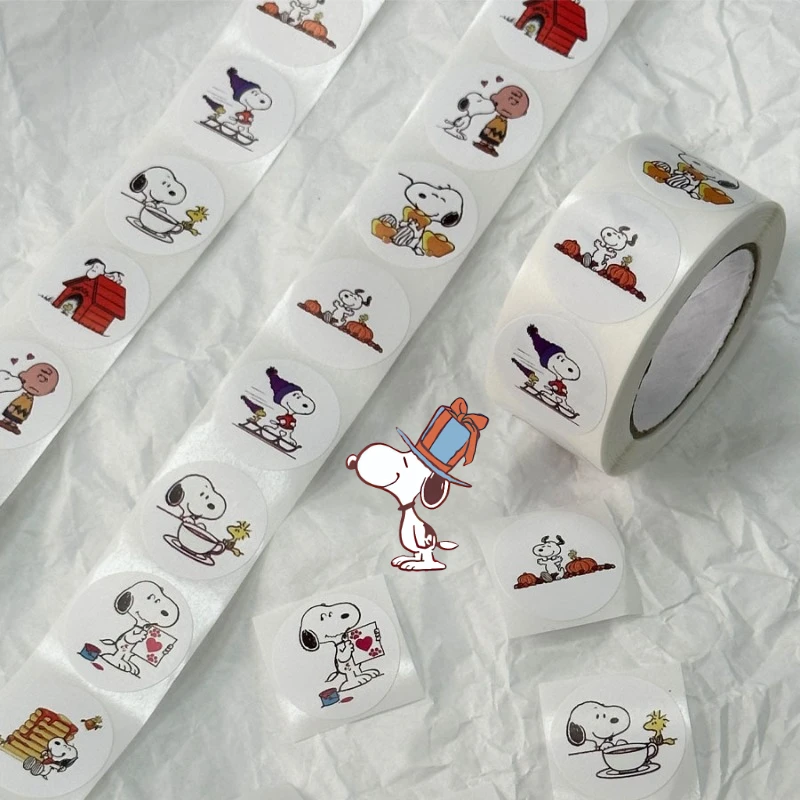 500pcs Snoopy Sticker Decoration Gift Box Anime Seal Label Stationery Sticker Cartoon Handbook Material Sticker Reward Stickers