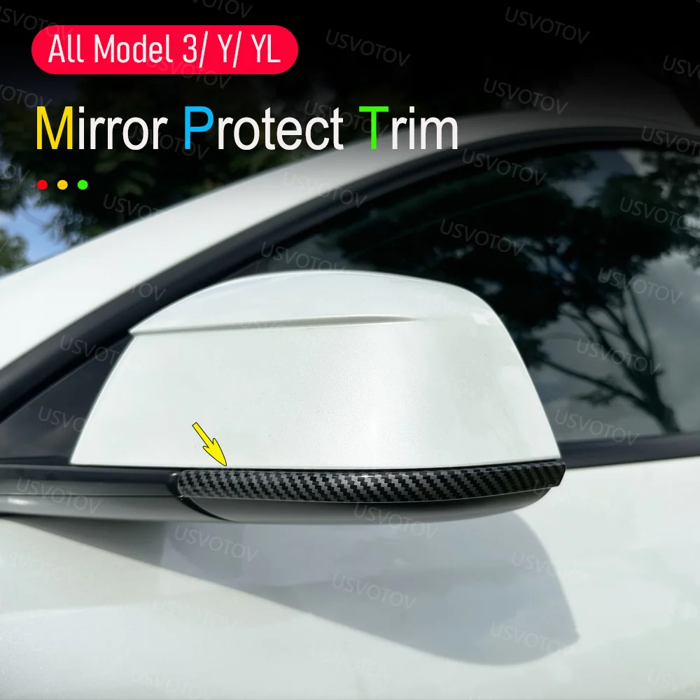 Cubierta Decorativa para Espejo Retrovisor USVOTOV para Tesla Model 3 Y YL Accesorios 2026-2021, Protector de Parachoques Anticolisión
