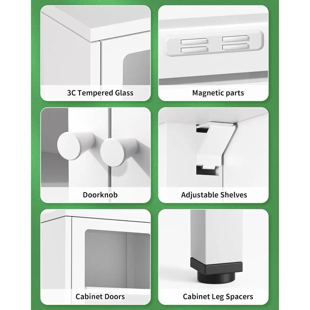 خزانة تحف زجاجية حديثة طويلة مع بابين و4 أرفف، وخزانة كتب للتخزين للمكتب المنزلي وغرفة المعيشة والمدخل