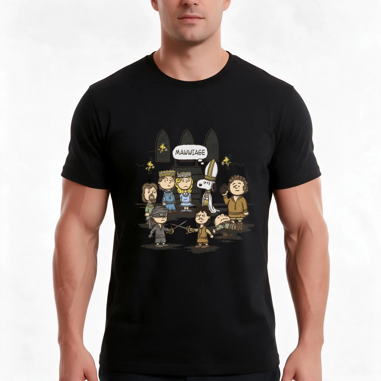 Princess Bride T-Shirt, Summer Casual Cotton Tee, Oversized Streetwear Tops, Vintage Graphic Print, Loose Fit Short Sleeve