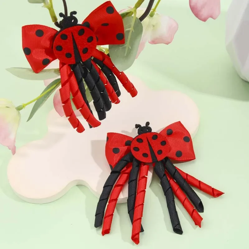 ncmama 2Pcs New Ladybug Hairpins For Women Girls Cute Curling Tassel Hairclip Hairgrips Barrettes Headwear Hair Accessories Gift