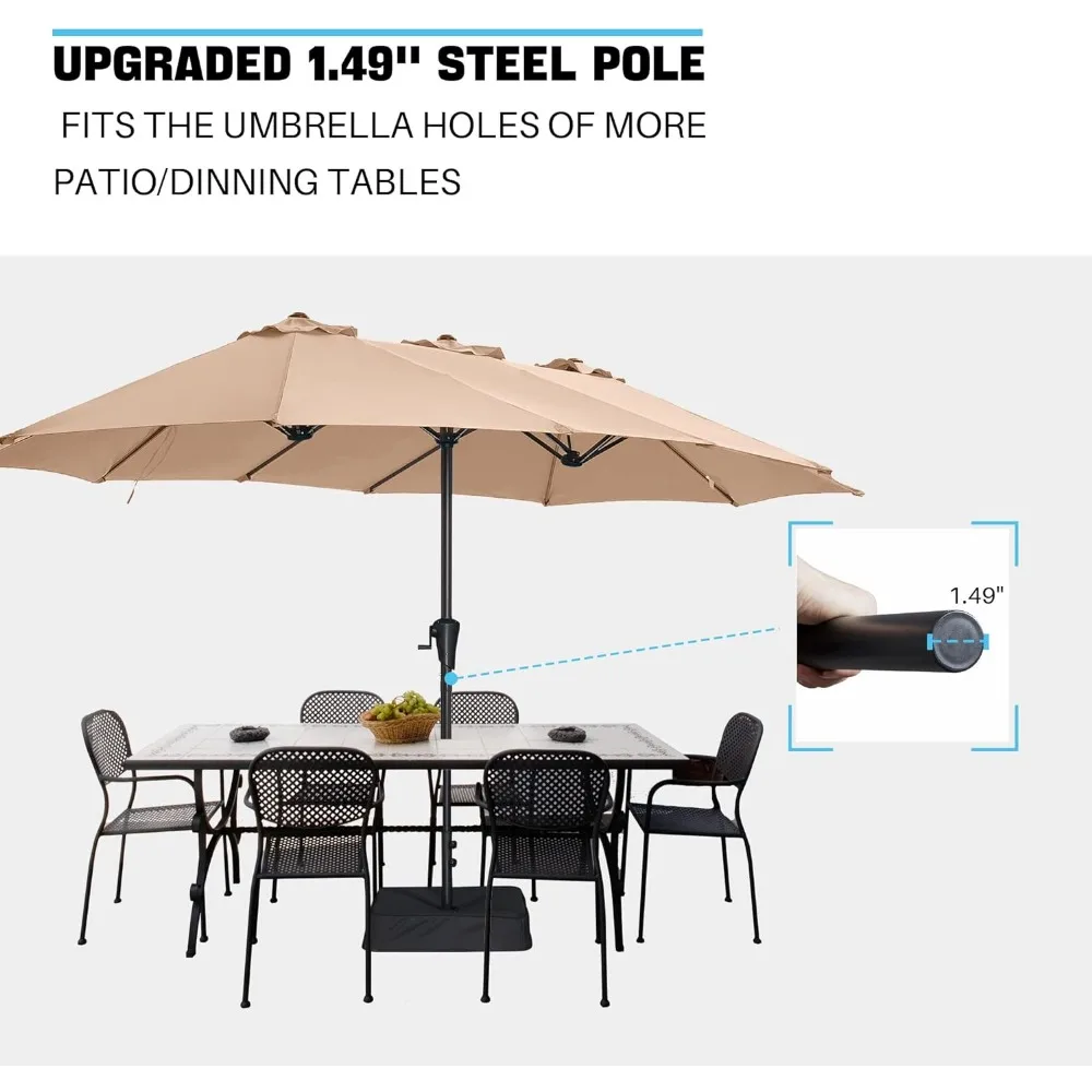 13FT Outdoor Umbrella for Patio, Double sided Pool Umbrellas with Fade Resistant Canopy, Large Table Umbrella for Deck,Backyard