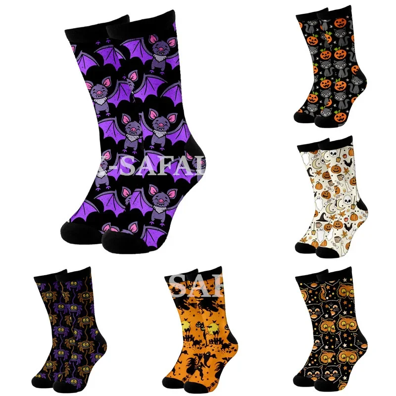 

Halloween Pumpkin Christmas 3D Fashion Long High Socks Cycling Casual Novelty Men Women Cotton Funny Colorful Leg Calf Cotton-4