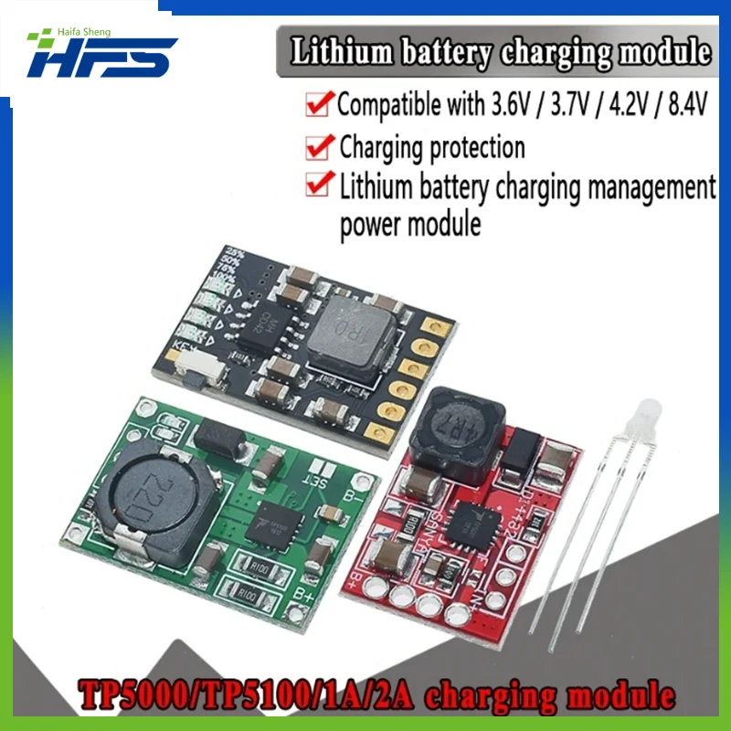 

TP5100 charging management power supply module board TP5000 1A 2A compatible with 4.2V 8.4V single and double lithium batteries