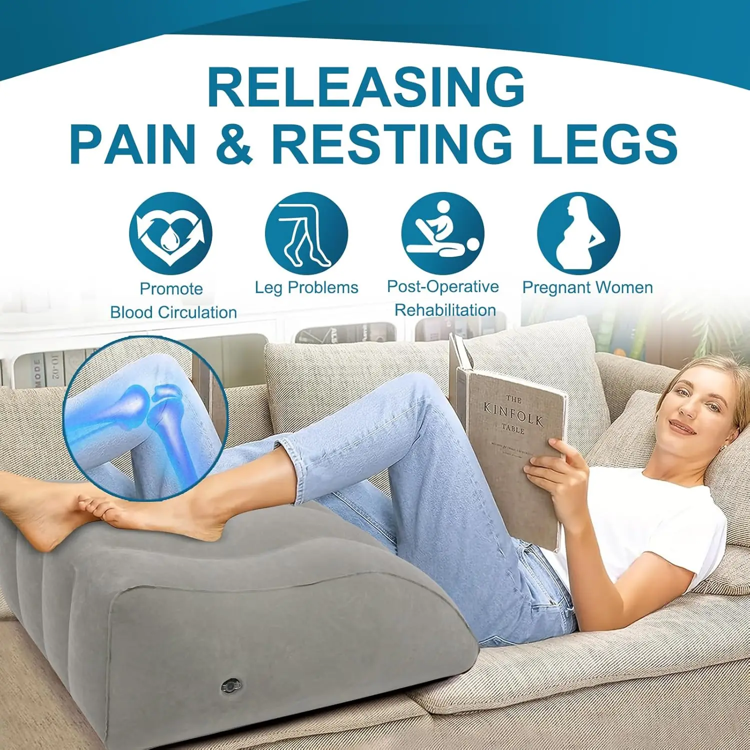 Inflatable Leg Pillow Foot Pillow Elevation Leg Pillows For Travel Camping Sleeping Wedge Pillow Knee Cushion PVC Portable Mat