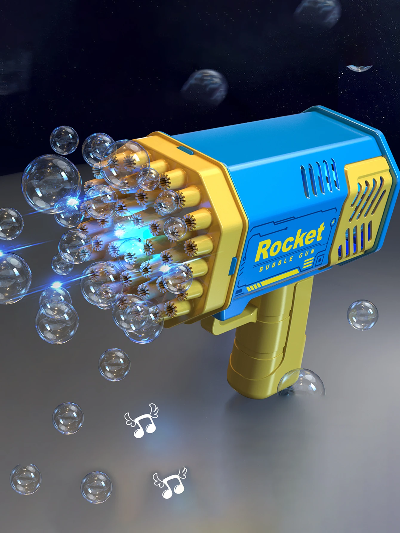 مسدس فقاعات مسحوق سحري ذو 40 فتحة، مسدس فقاعات أوتوماتيكي للأطفال جاتلينج، أضواء ملونة لامعة في الليل #1