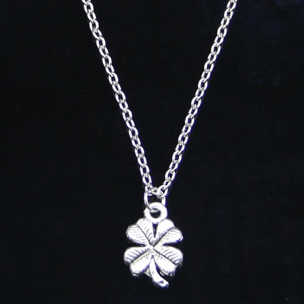 20pcs New Fashion Necklace 17mm lucky irish four leaf clover Pendants Short Long Women Men Colar Gift Jewelry Choker