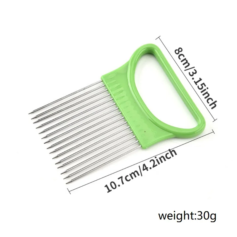 1/4PC Stainless Steel Onion Needle Onion Fork Vegetables Fruit Slicer Tomato Cutter Cutting Safe Holder Kitchen Accessories Tool