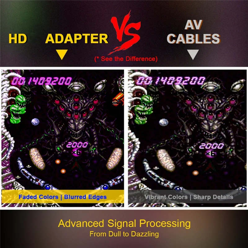 AT41 PC Engine RGB To 1080P -Compatible Adapter For PCE PC Engine Game Console With 16:9/4:3 Swith