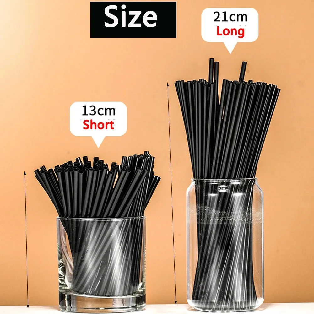 50-6000PC Black Straws Flexible Drinking Straws Cocktail Coffee Straw plastique Drink Tube Straw for Wedding Bar Party Wholesale