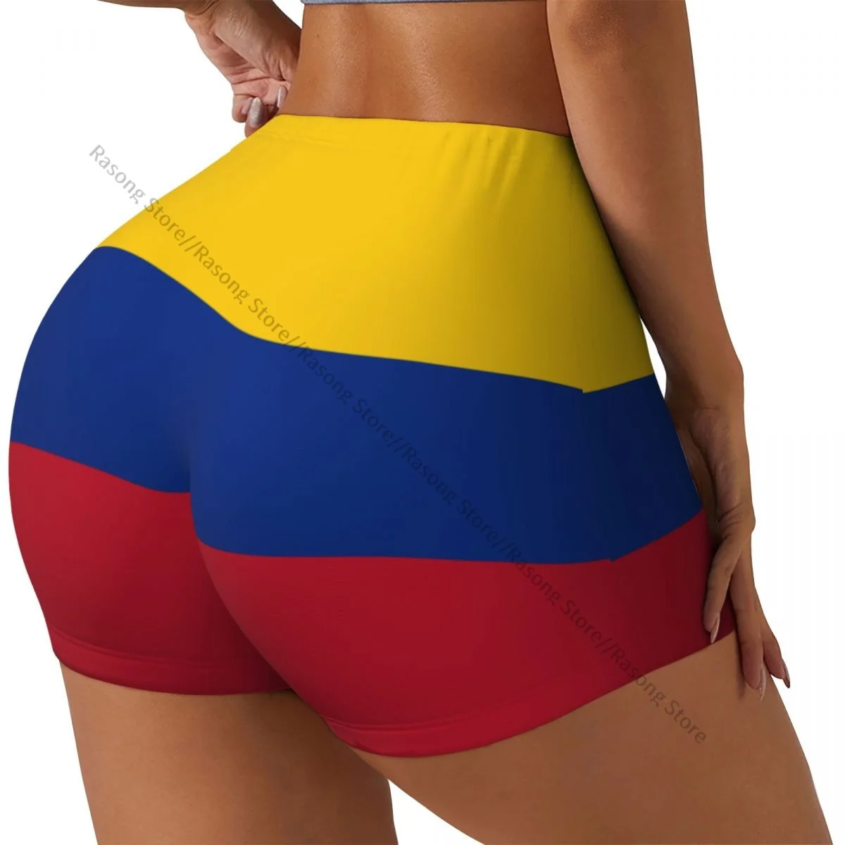 

Yoga Shorts Flag Of Colombia.svg Women Biker Tight Elastic Workout Sports Leggings Sportswear