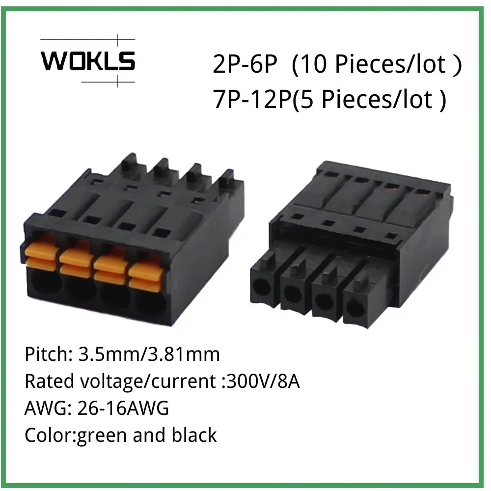5/10pcs/lot 3.5/3.81mm spring pluggable terminal block 15EDGKN 3.5MM/3.81MM