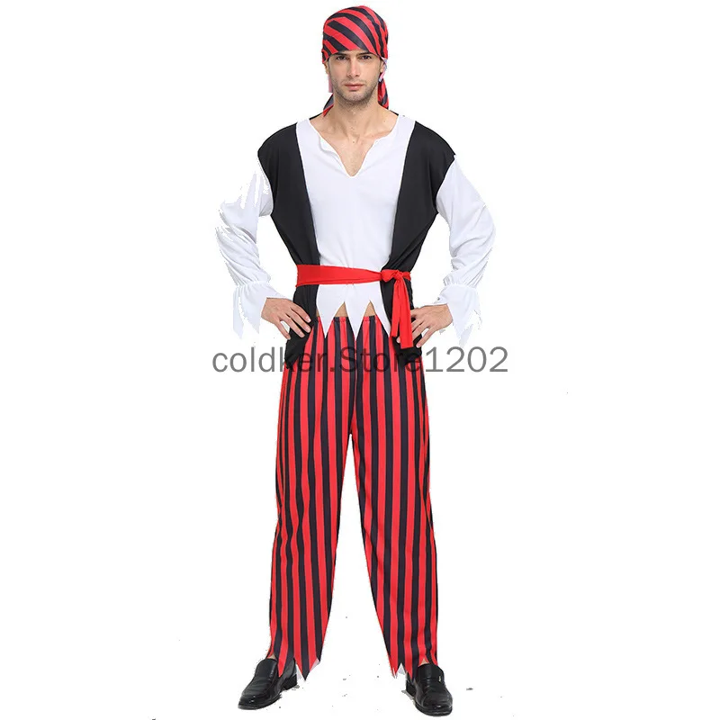 Classical Adult Caribbean Pirate Halloween Costume Men Women Robber Cosplay Couple Outfits Carnival Easter Purim Fancy Dress