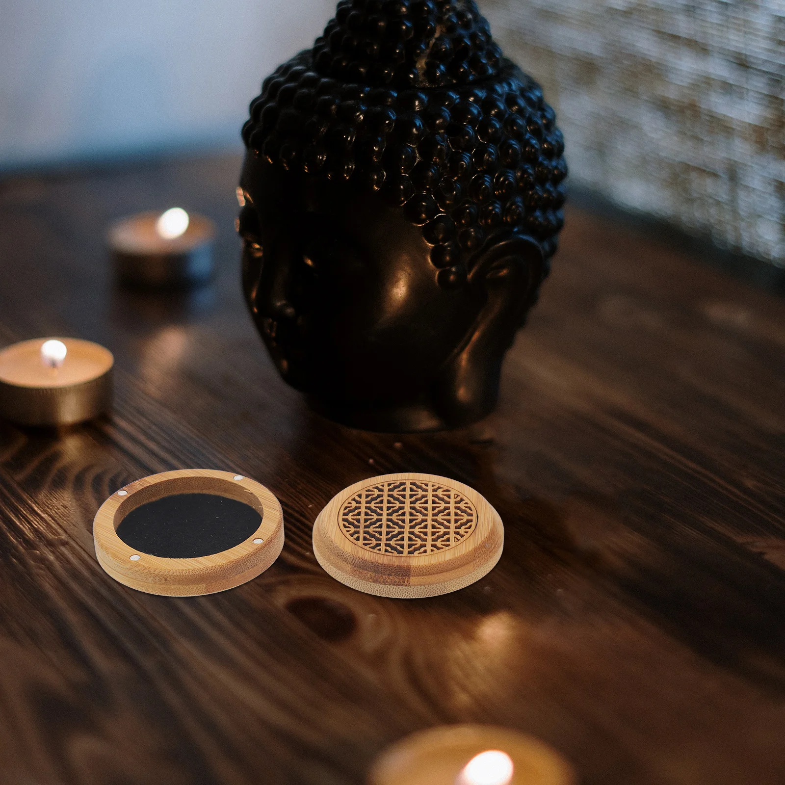 Курильница с бамбуковой катушкой, полая резная круглая магнитная курильница, настольный держатель для ароматерапии, декоративная аромапечь