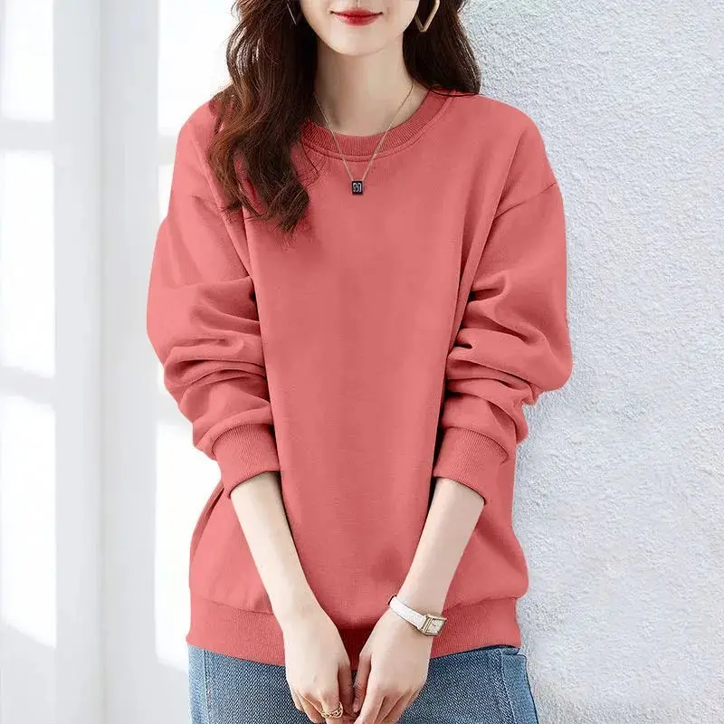 ربيع الخريف الصلبة البساطة طويلة الأكمام Harajuku بلايز فضفاضة الشارع عادية هوديس بلوزات موضة الاتجاه النساء الملابس