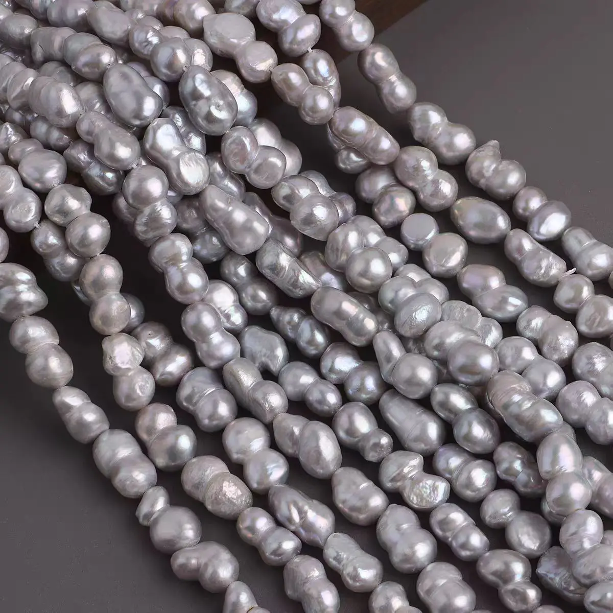 1piece Freshwater Pearl 7-11mm white Blue Grey 36cm FPPJ wholesale  nature  gourd shaped beads for DIY jewelry gourd shaped