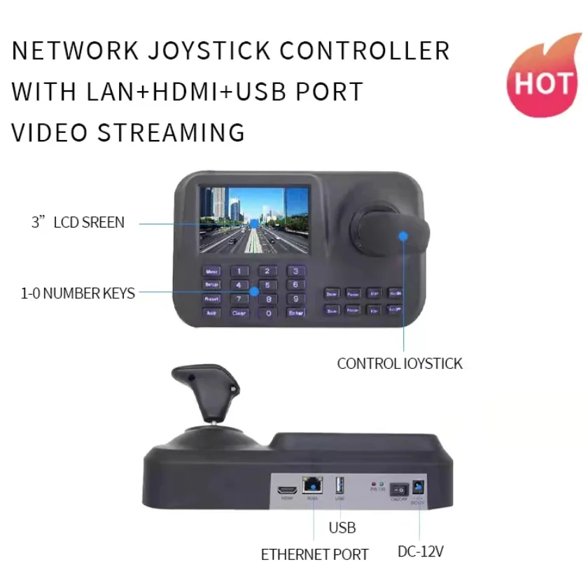 

5 Inch Display 3D Joystick Controller IP Keyboard Control Unit Onvif HDMI Outtput USB Plug and Play