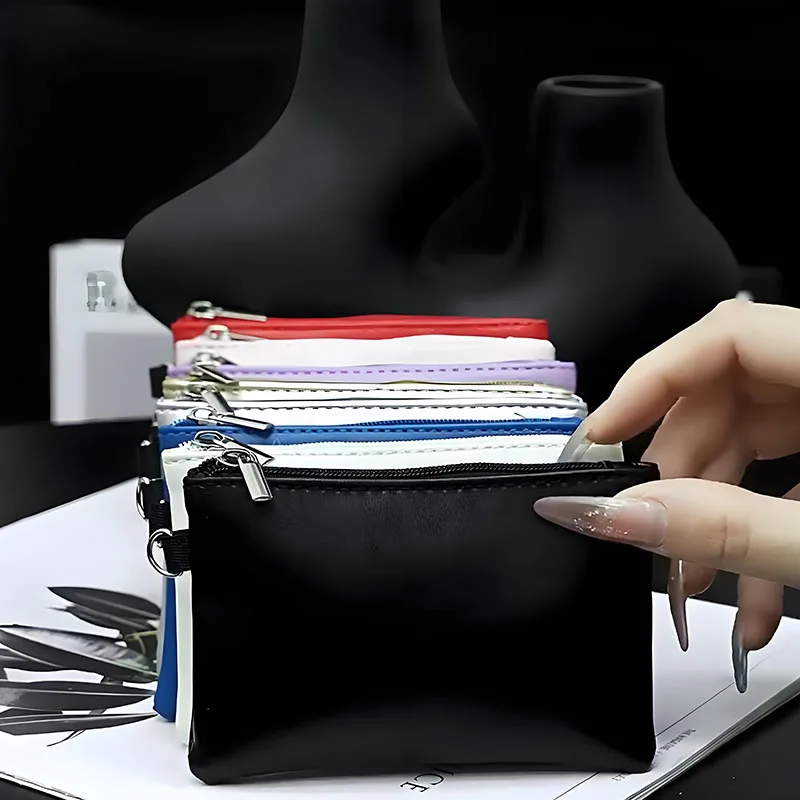 Mini PU Leather Coin Purse Wallet for Men Women Slim Solid Color Card Holder Cash Pocket Wallet for Coins Cards Case Bags