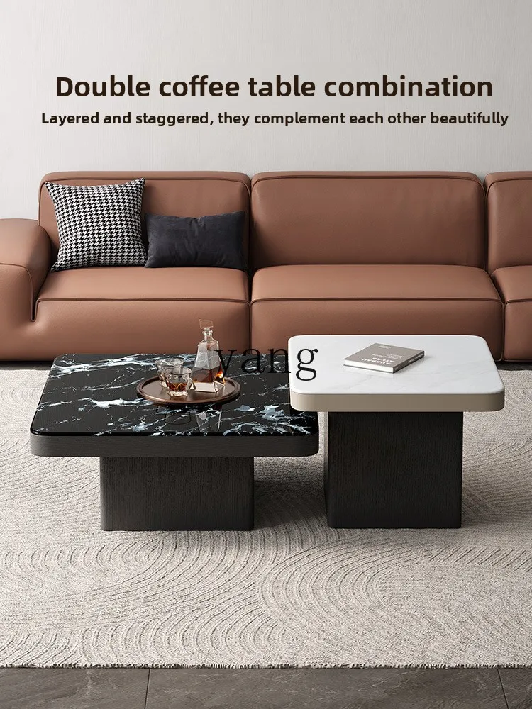 LH light luxury microcrystalline stone high and low combination coffee table living room home light luxury high-end coffee table