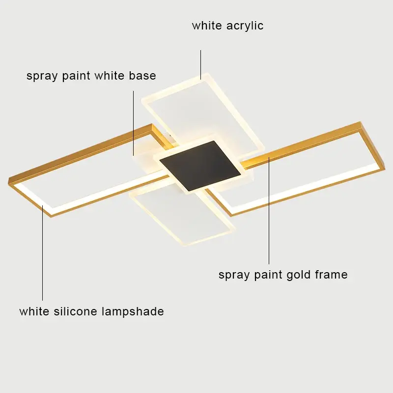 

Modern Gold Led Ceiling Chandelier with Remote Control Nordic Black Dimmable Lights Fixture Living Room Bedroom Wall Decor Home