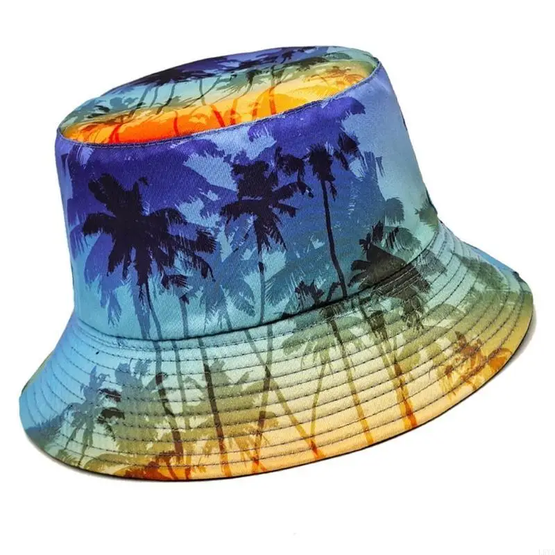 

L5YA Comfortable Tree Pattern Bucket Hat for Sun Protections Breathable Digital Print Fisherman Hat for Beach Vacation