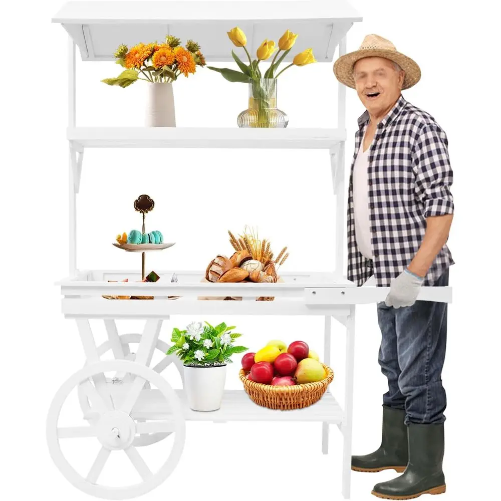 

Низкая передвижная подставка-столик на 2 колесах, деревянная 3-ярусная тележка-столик, усиленная передвижная витрина или стеллаж для домашнего декора, кофе